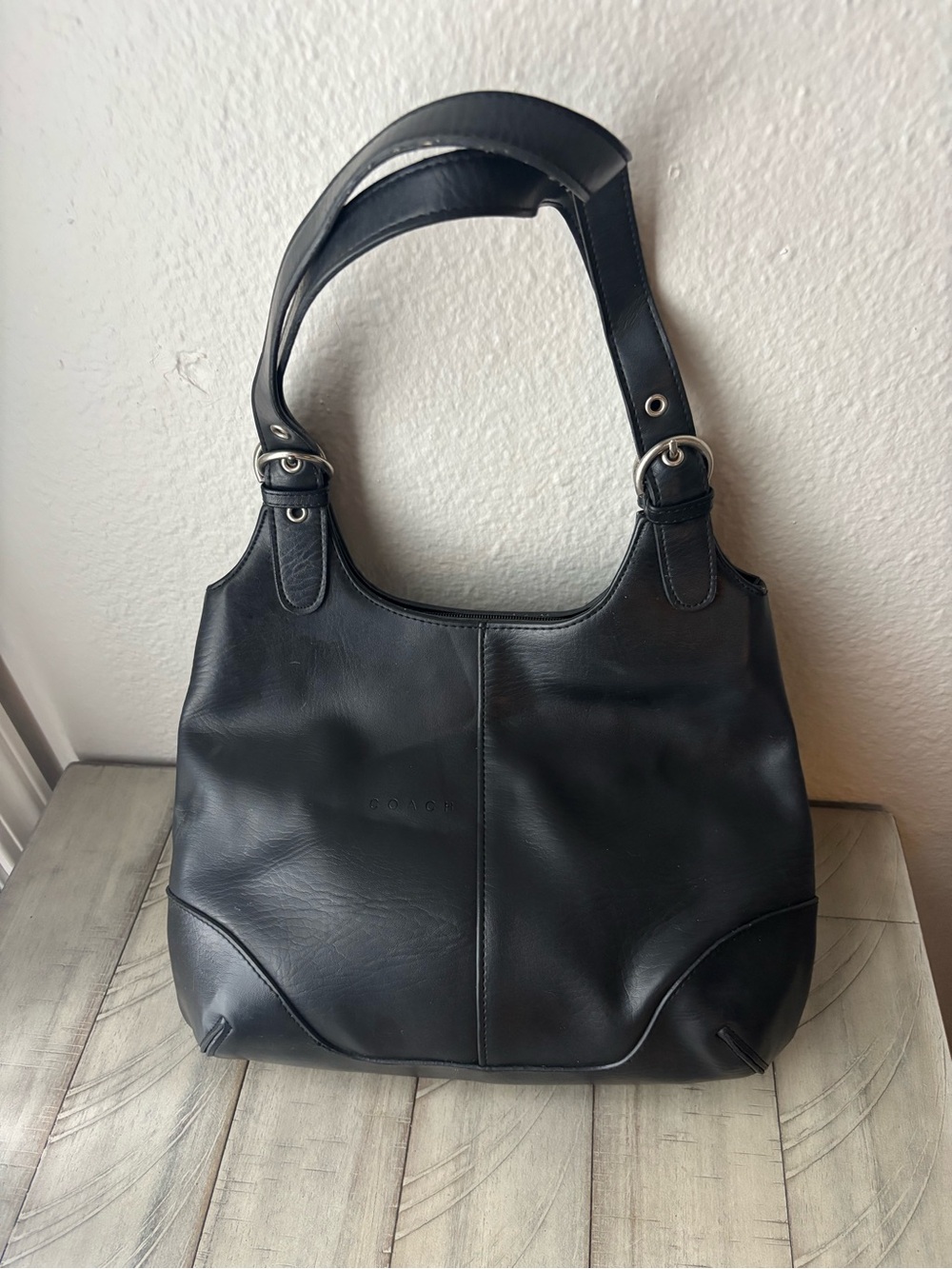 Vintage 90s Coach SoHo Black Leather Shoulder Bag
